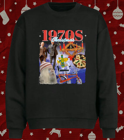 1970s 70s Child Retro Nostalgia Unisex Morcambe and Wise Wizzard Babycham Christmas Sweater Jumper (Copy)