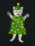 Purrfect Funny Tabby Cat in a Christmas Tree Costume Christmas Jumper Holiday Sweater for Cat Lovers