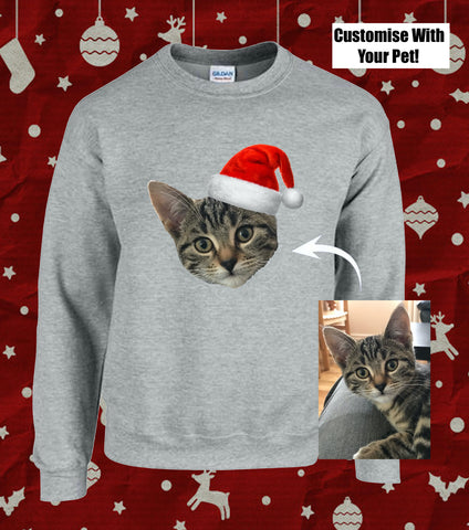 Custom Personalised Christmas Dog & Cat Pet Photo Christmas Sweatshirt Jumper