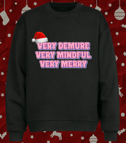 Cute Bubble Text Very Demure Very Mindful Very Merry Funny Christmas Sweater Jumper