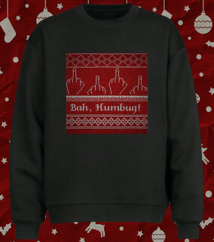 Bah Humbug Middle Finger Christmas Hater Funny Sweater Jumper