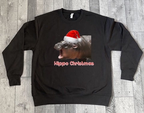 Hippo Christmas Moo Deng Pygmy Hippopotamus Christmas Sweater Jumper