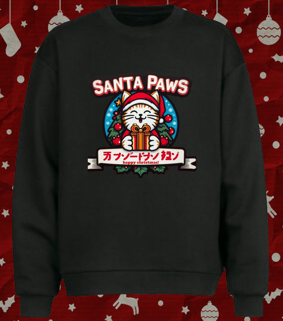 Santa Paws Cute Chibi Style Anime Christmas Cat Lover Sweatshirt Jumper