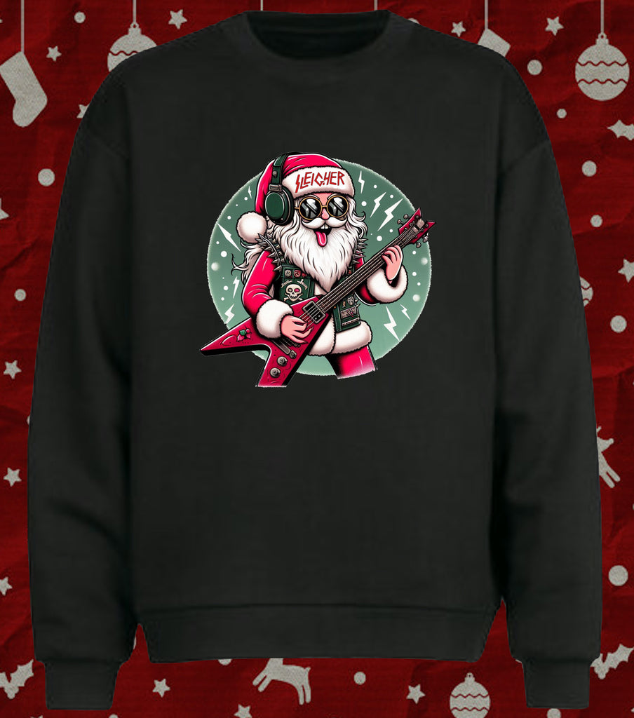 Sleigher Heavy Metal Fan Santa Claus Christmas Jumper